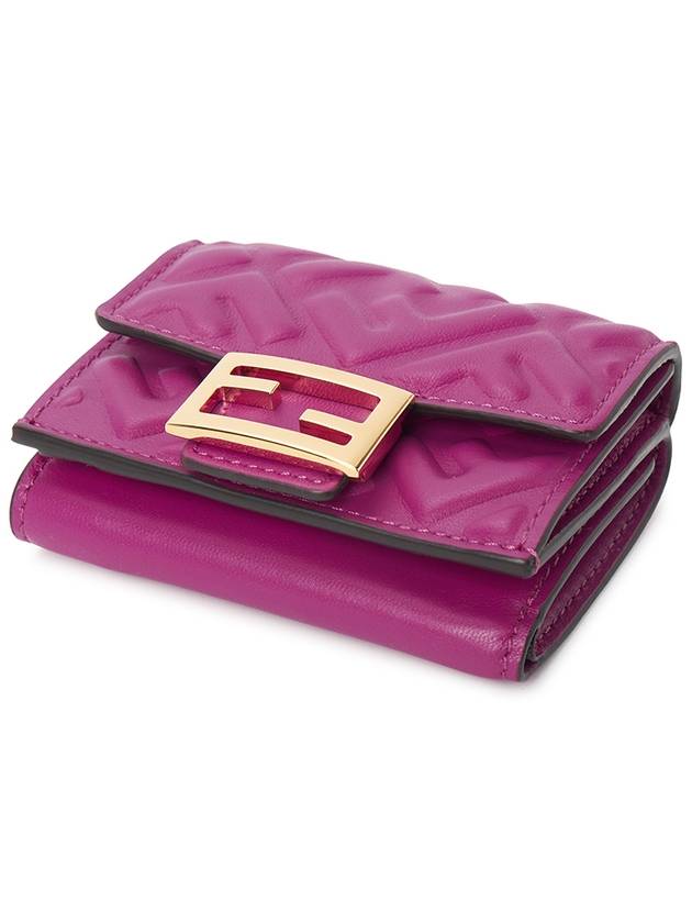 Luxury Fendi FF Baguette Flap Card Half Wallet Pink