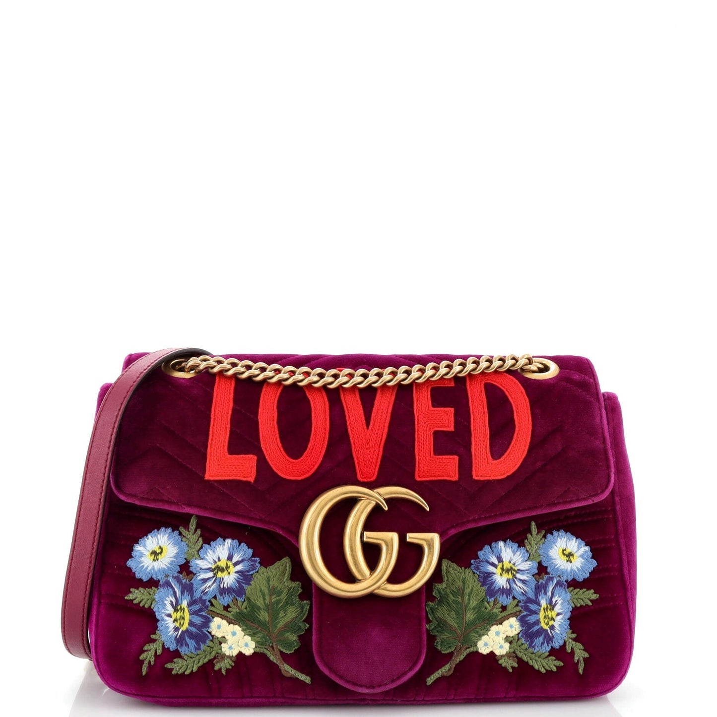 Luxury Gucci Trending 2025 GG Marmont Flap Bag Embroidered Matelasse Velvet Medium