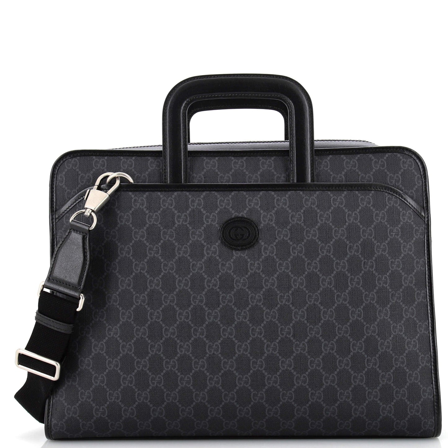 Luxury Gucci Trending 2025 Interlocking G Patch Convertible Briefacase GG Coated Canvas