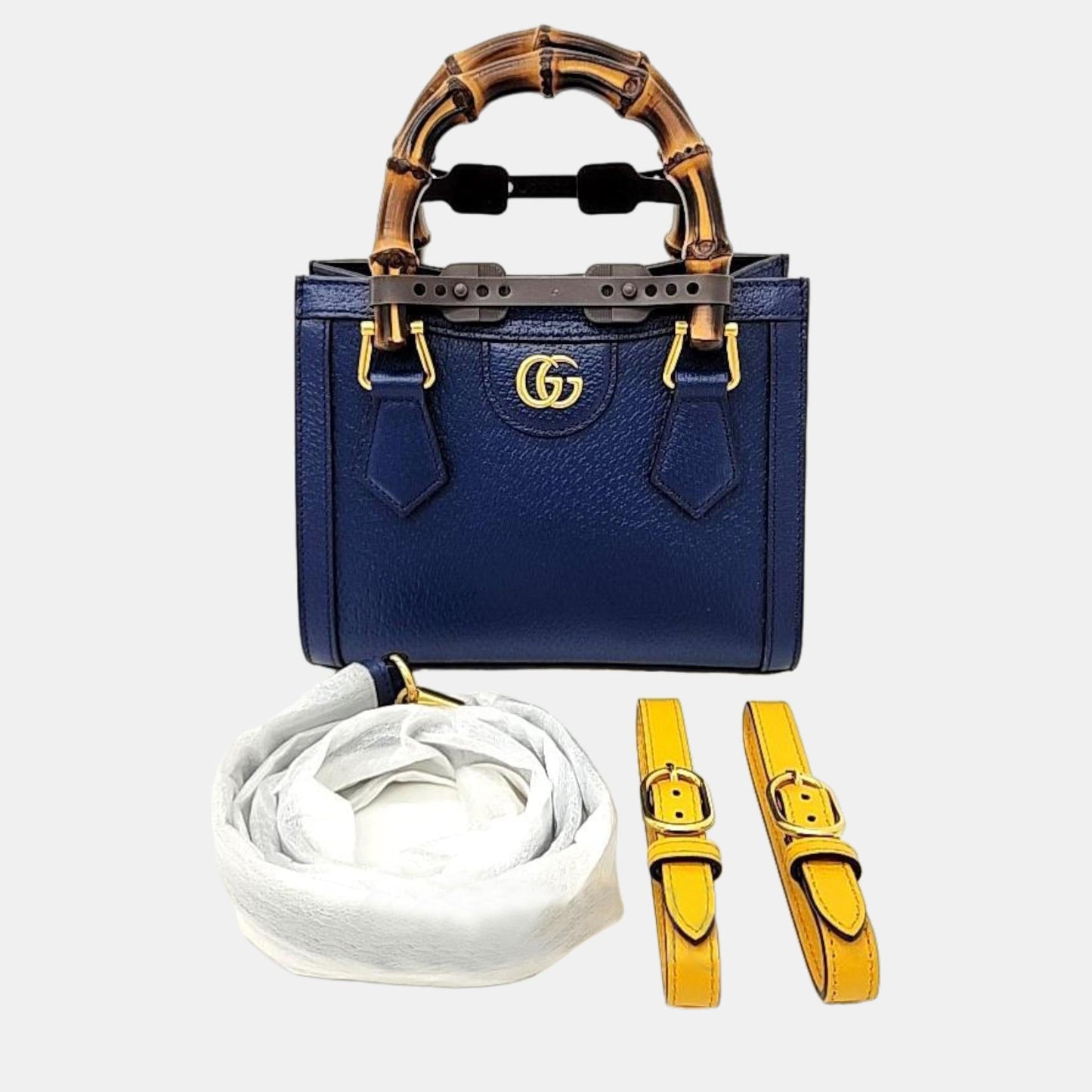 Luxury Gucci Trending 2025 Blue Leather Mini Diana Tote Bag
