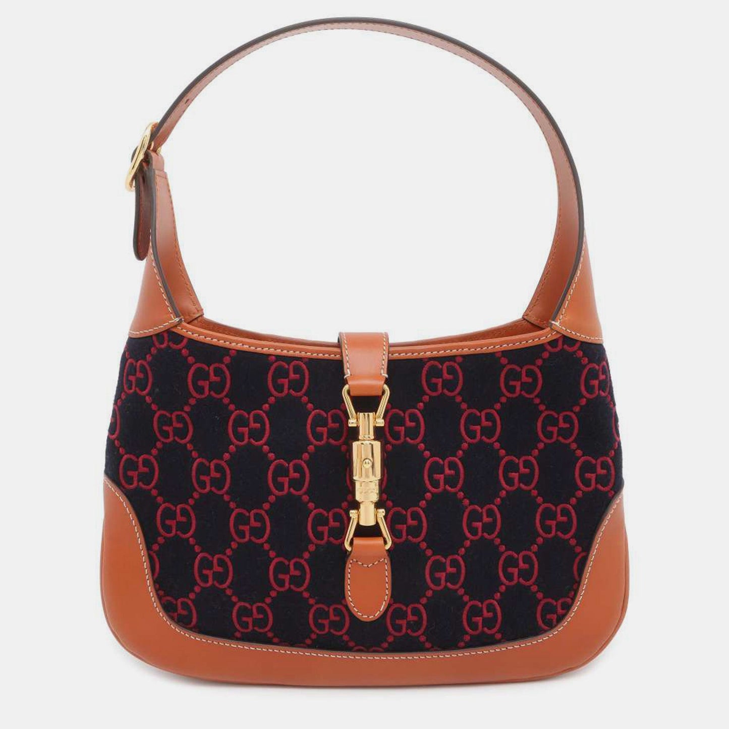 Luxury Gucci Trending 2025 Navy Blue /BrownGG Leather Small Jackie 1961 Shoulder Bags