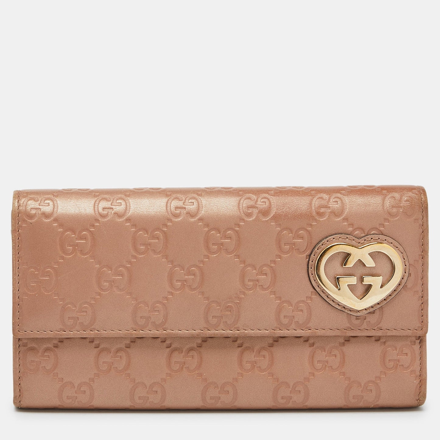Luxury Gucci Trending 2025 Metallic Peach Luxury Gucci Trending 2025ssima Leather Flap Continental Wallet
