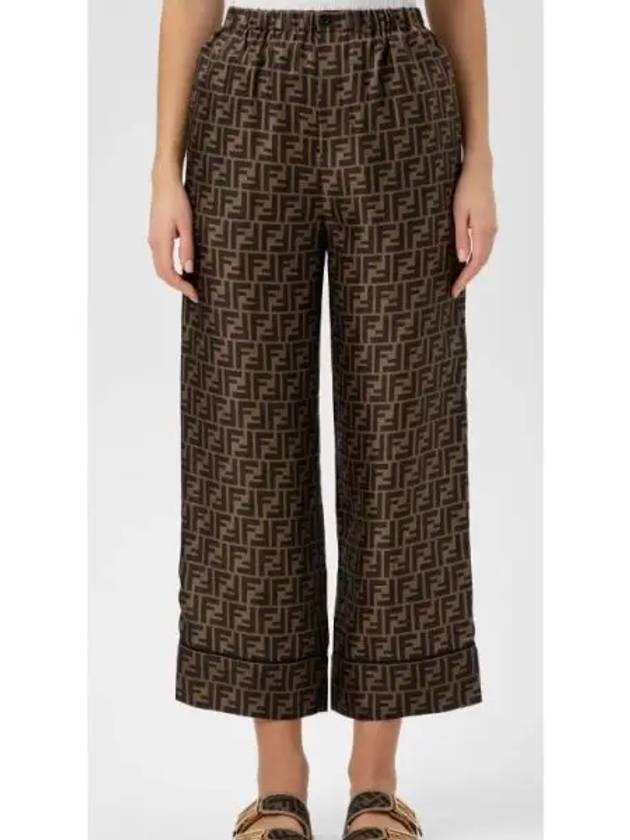 Luxury Fendi Twill Wide Pants Brown
