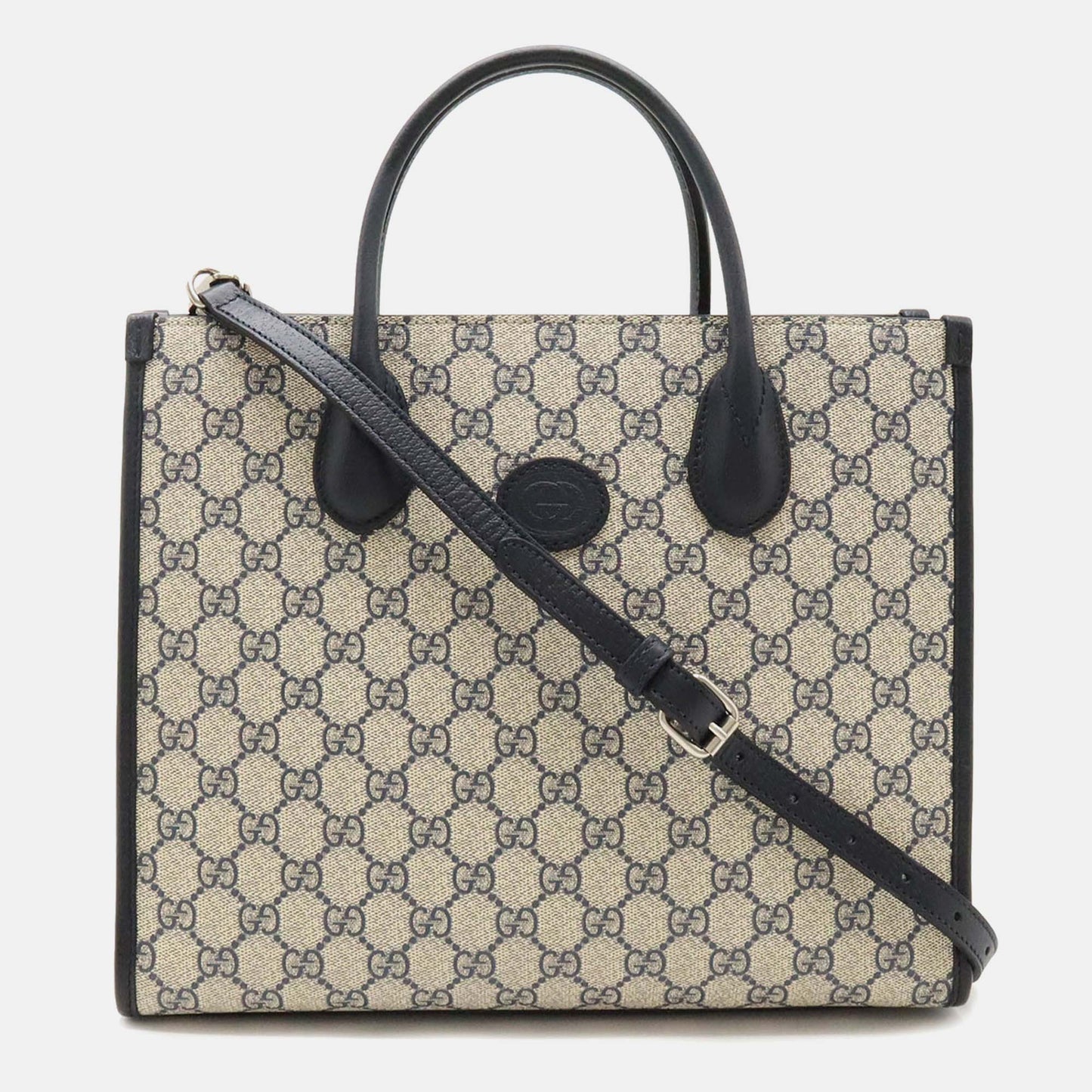 Luxury Gucci Trending 2025 Ivory Navy Supreme GG Small Tote Bag