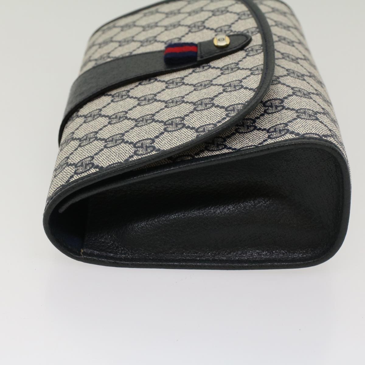 Luxury Gucci GG Canvas Sherry Line Clutch Bag Gray Red Navy 89 01 030 ep1612