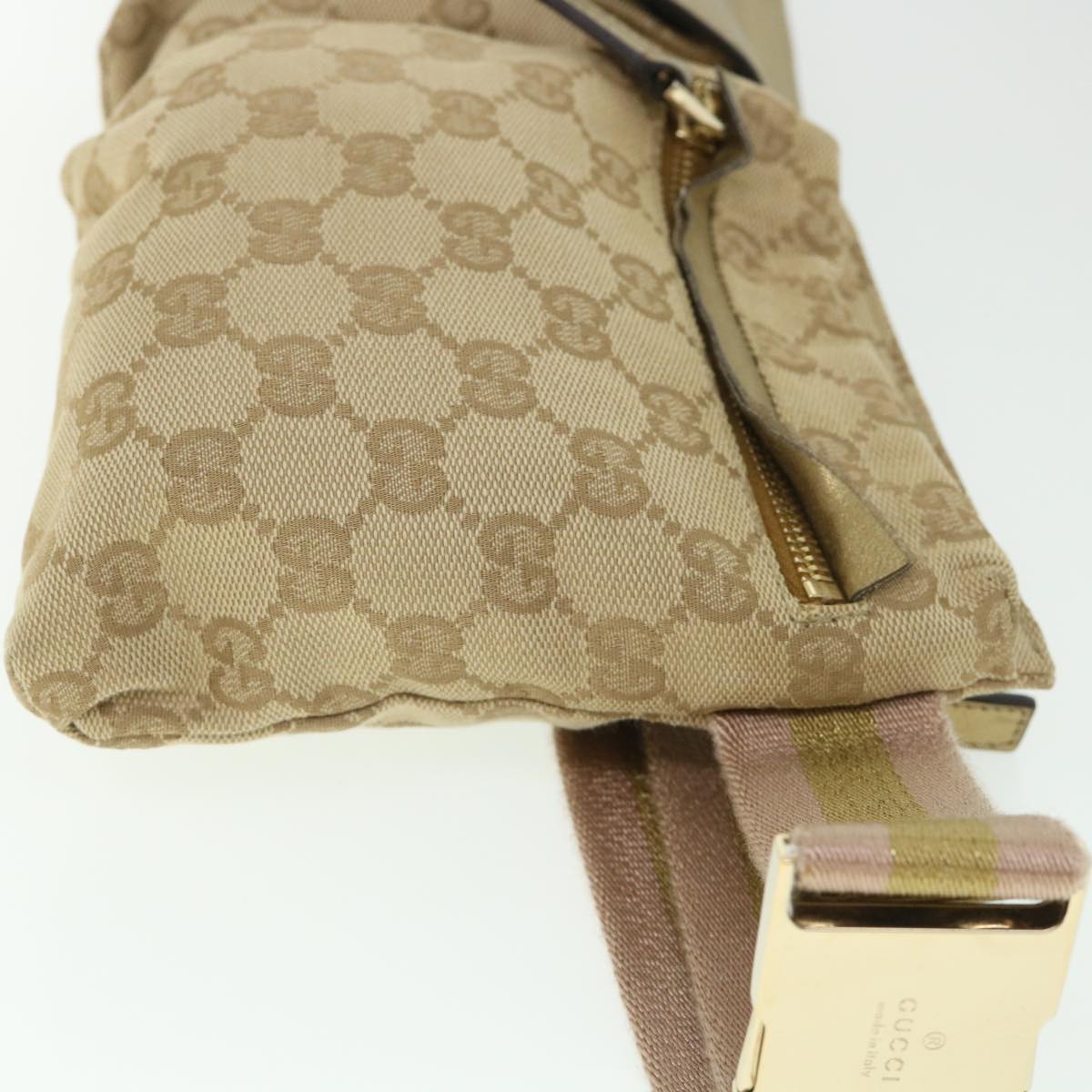 Luxury Gucci GG Canvas Sherry Line Waist bag Beige Pink gold 28566 ep1849