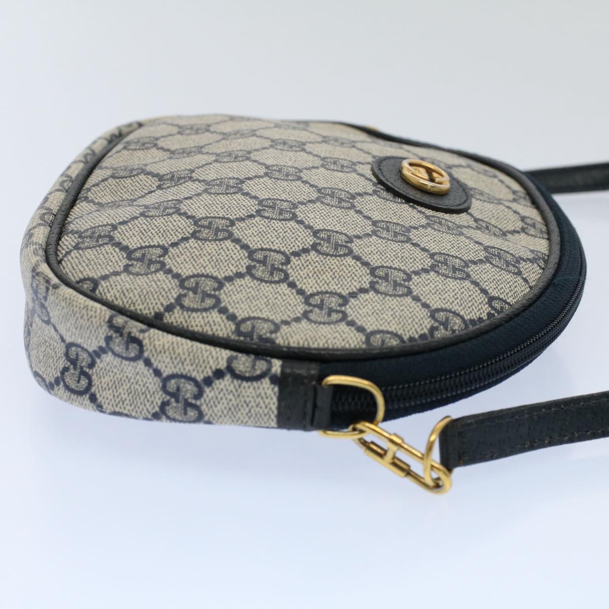 Luxury Gucci GG Canvas Shoulder Bag PVC Leather Gray Navy ep1884
