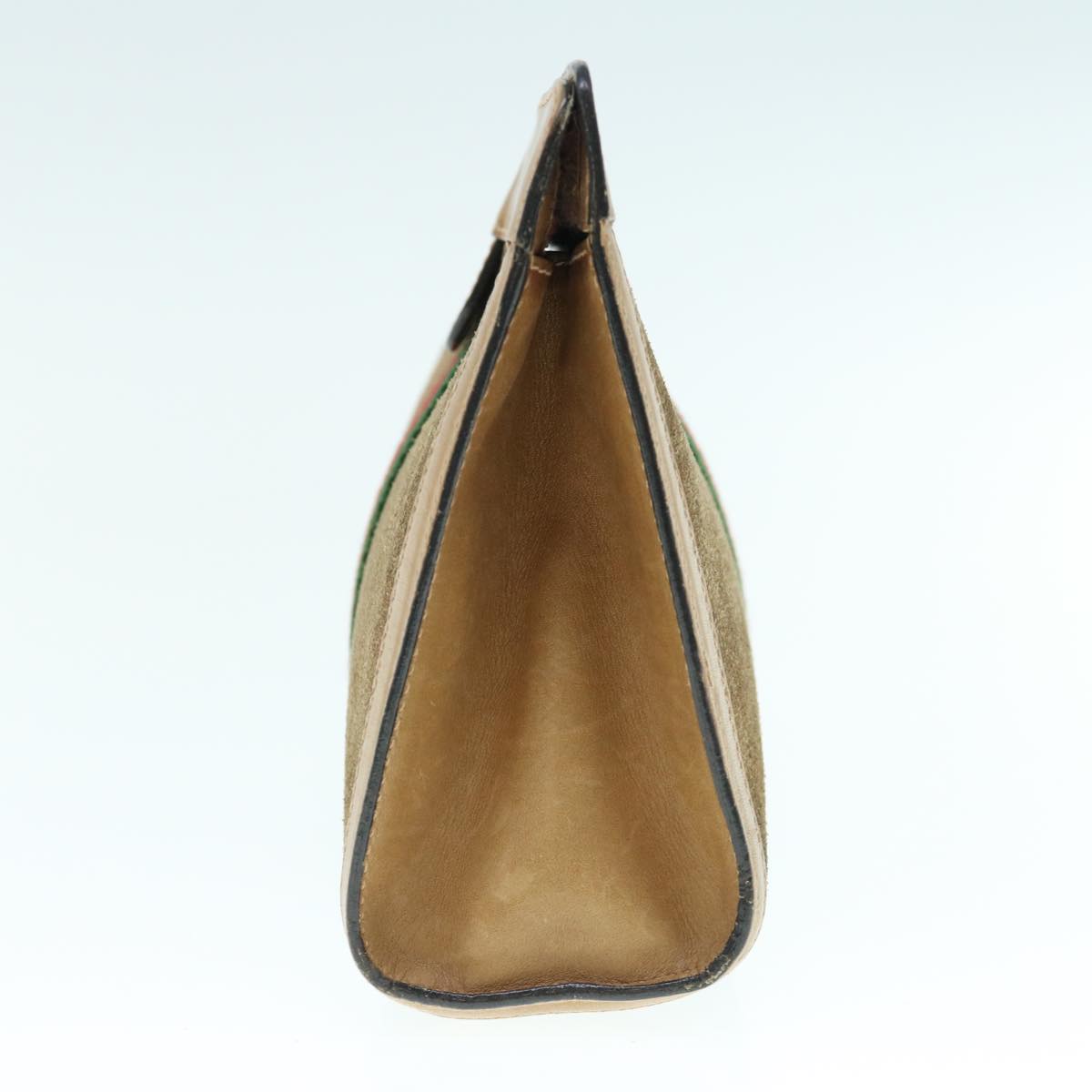 GUCCI Web Sherry Line Clutch Bag Suede Brown Red Green 67 014 2126 ep2886