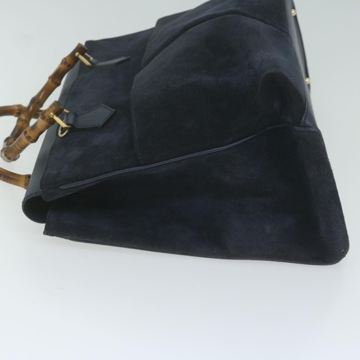 GUCCI Bamboo Hand Bag Suede 2way Navy ep2993