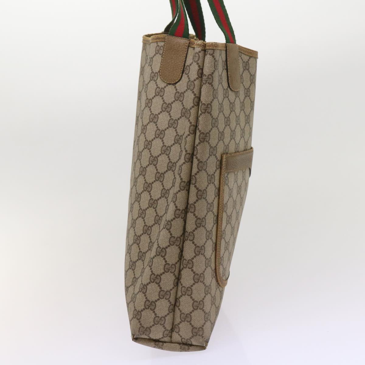 GUCCI GG Supreme Web Sherry Line Tote Bag PVC Beige Red 39 02 003 ep3074