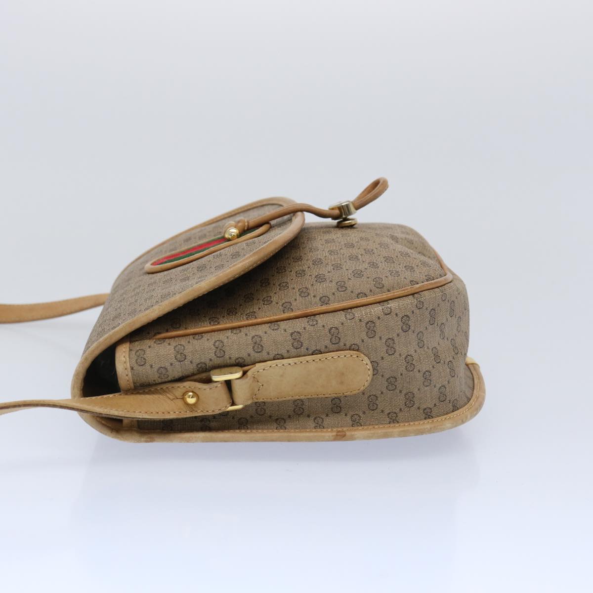 GUCCI Micro GG Supreme Web Sherry Line Shoulder Bag PVC Beige Red ep3076