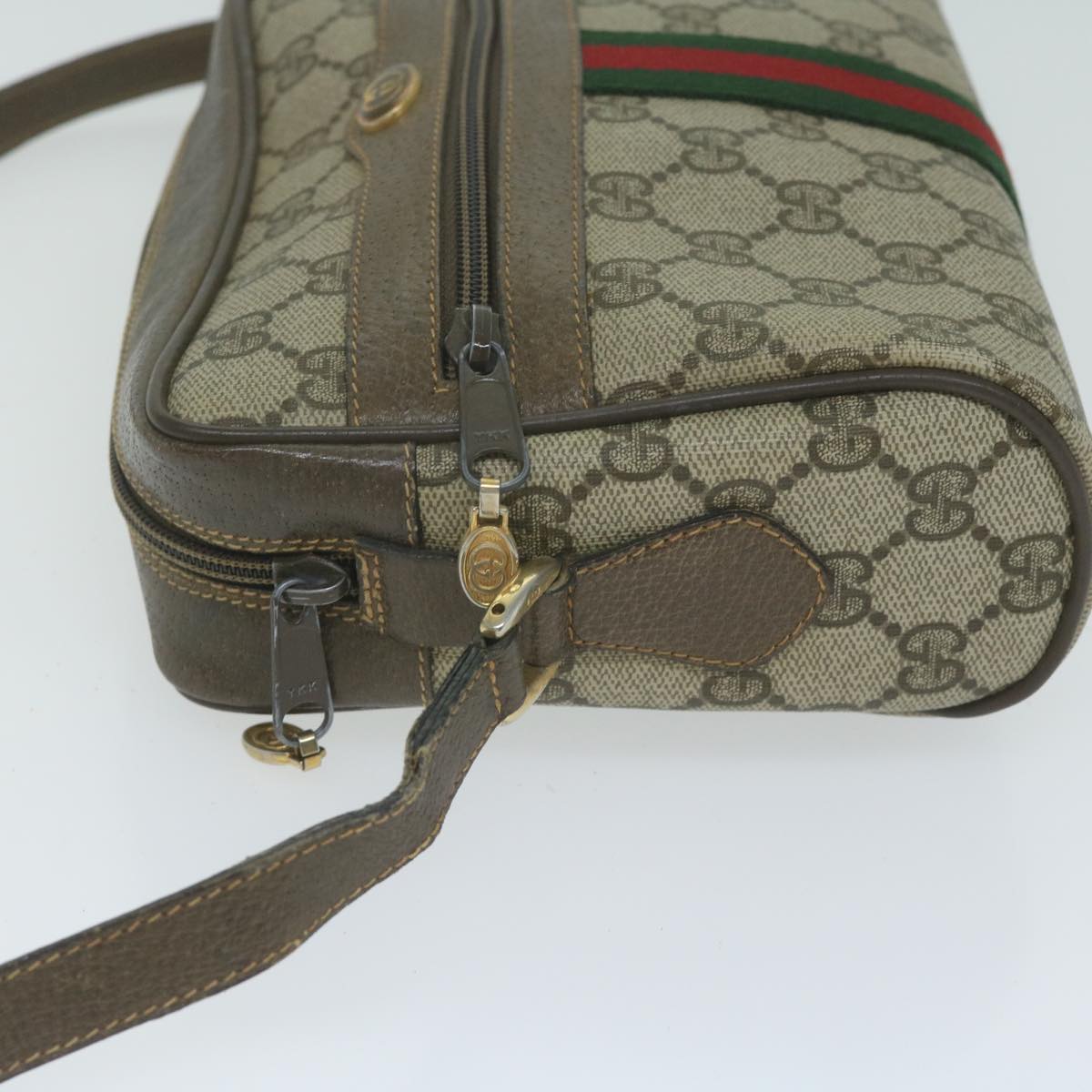 GUCCI GG Supreme Web Sherry Line Shoulder Bag Beige Red Green ep3088