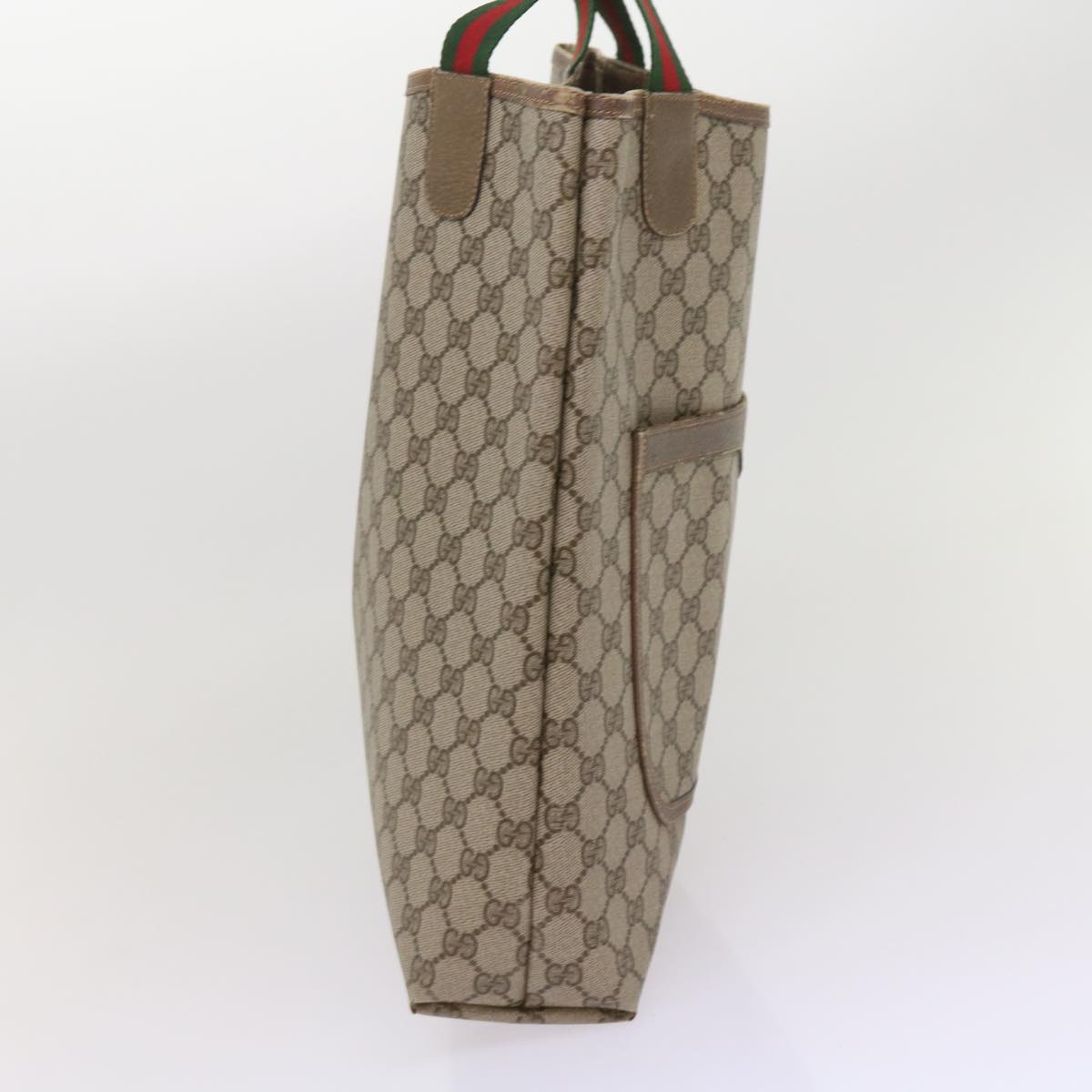 GUCCI GG Supreme Web Sherry Line Tote Bag PVC Beige Red 39 02 003 ep3094
