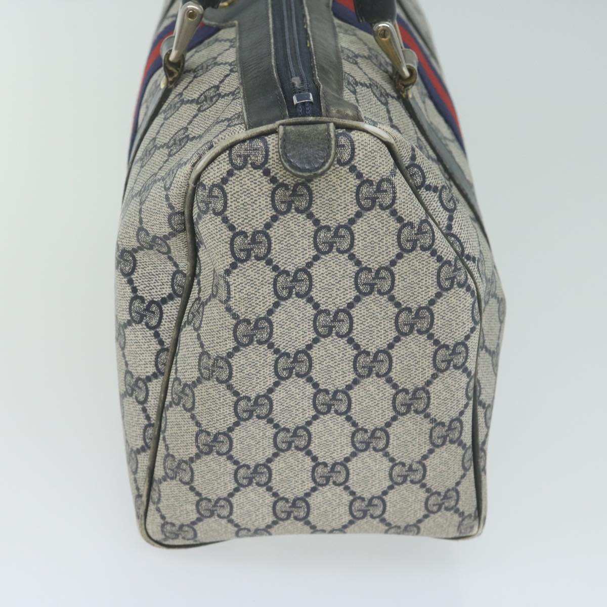 GUCCI GG Supreme Sherry Line Boston Bag PVC Leather Navy Red ep3121
