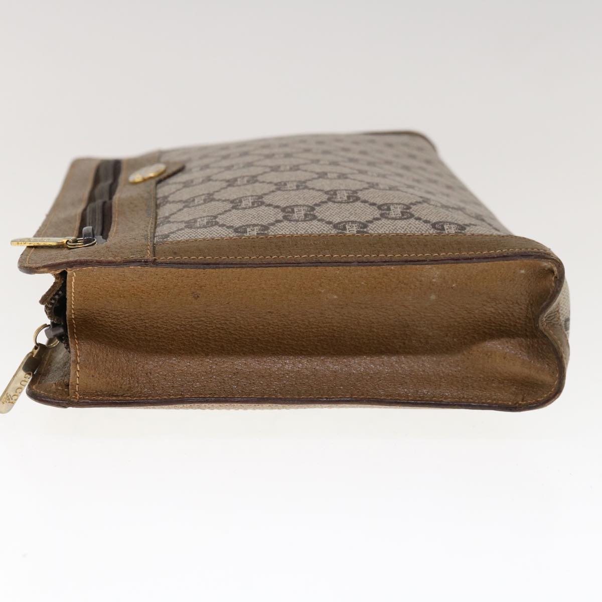 GUCCI GG Plus Supreme Clutch Bag PVC Leather Beige ep3130