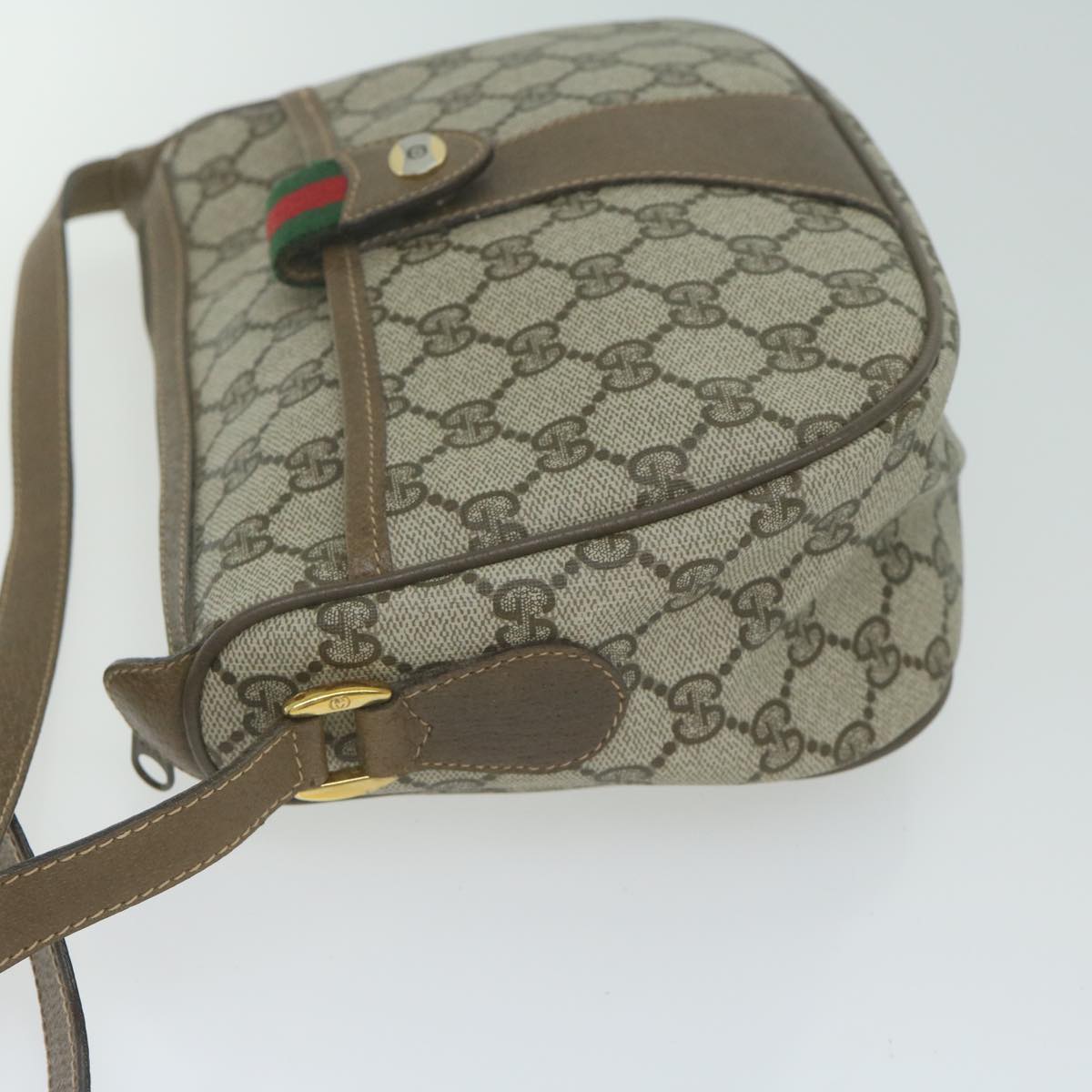 GUCCI GG Supreme Web Sherry Line Shoulder Bag PVC Beige 89 02 032 ep3199