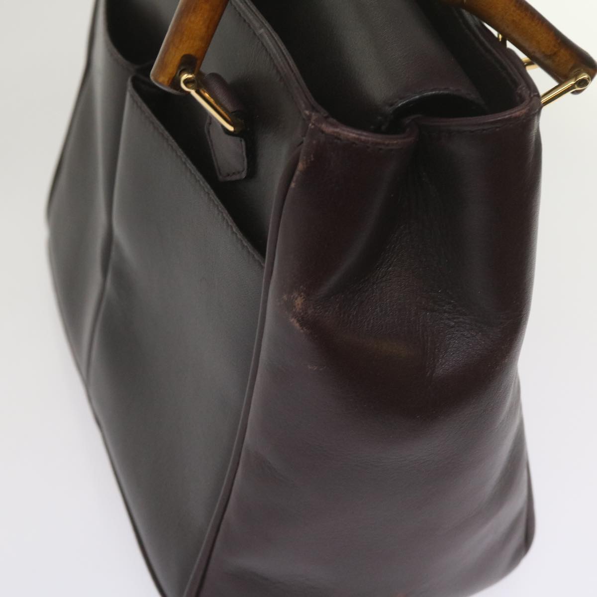 GUCCI Bamboo Hand Bag Leather 2way Black 000 2122 ep3545