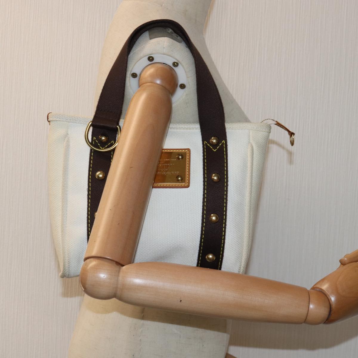 LOUIS VUITTON Antigua Cabas PM Tote Bag White Brown M40036 LV ep4310
