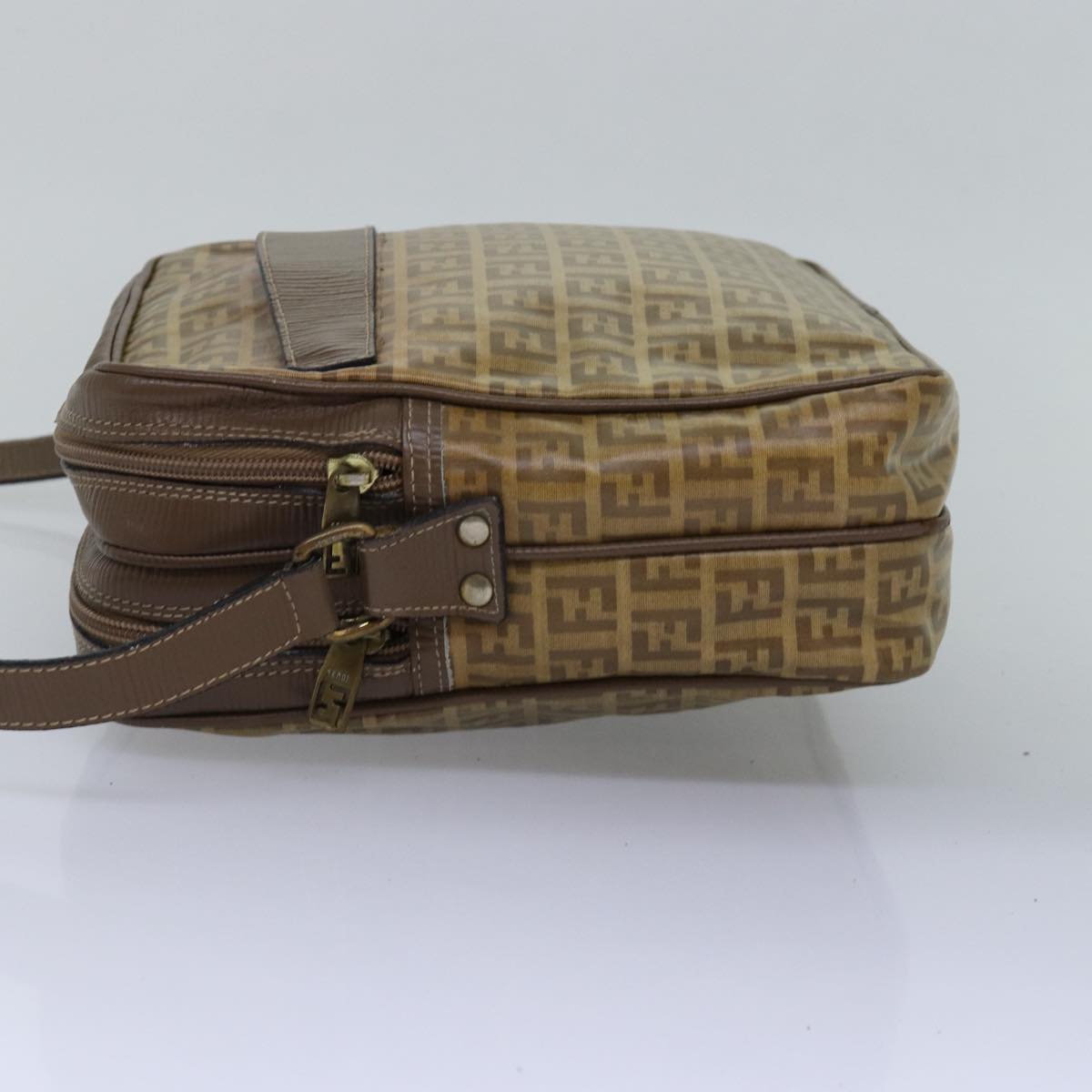 Luxury Fendi Zucchino Canvas Shoulder Bag Vintage Beigeep4463