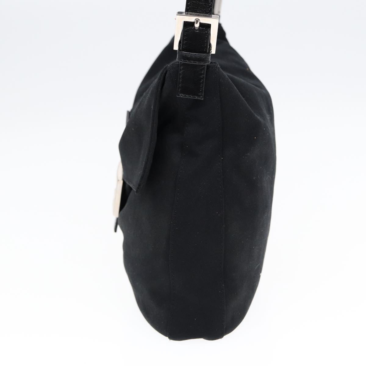 Luxury Fendi Mamma Baguette Shoulder Bag Nylon Black Silverep5222