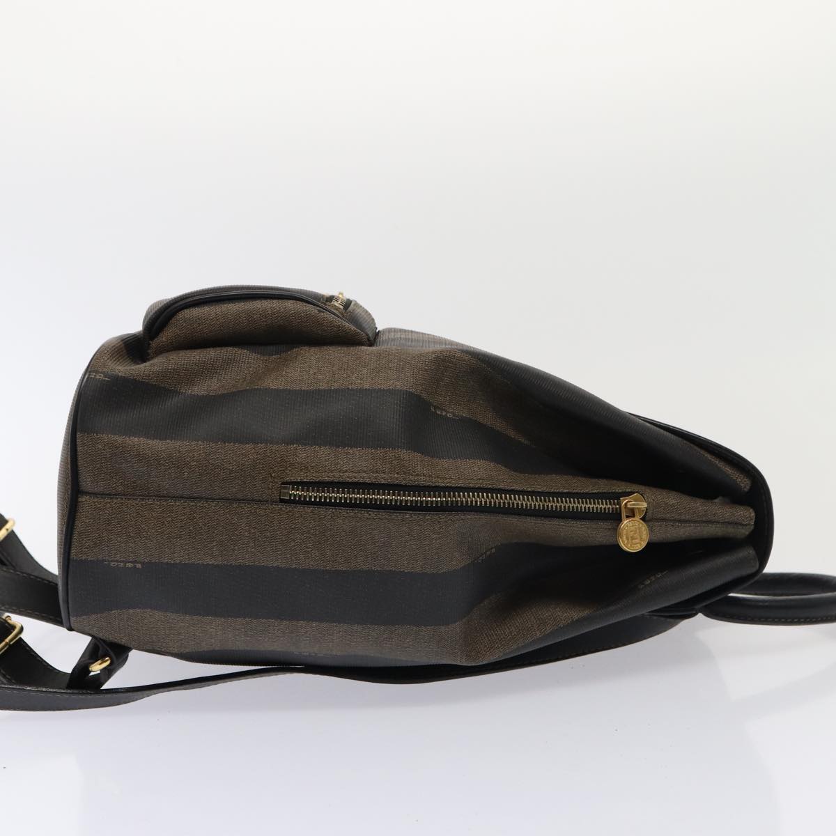 Luxury Fendi Pecan Canvas Backpack Brown Black goldep5348