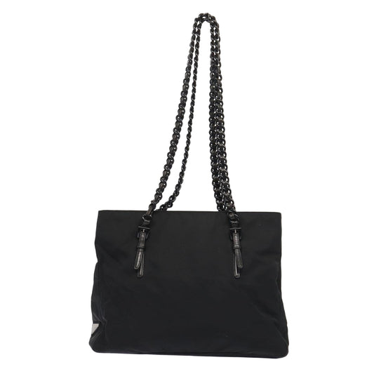 Luxury Prada Chain Tote Bag Nylon Black Silver ep5414