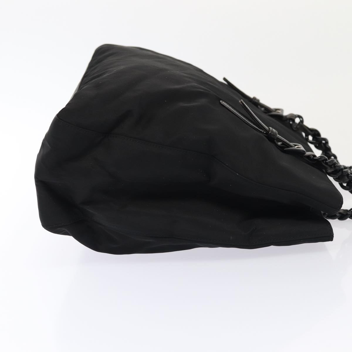 Luxury Prada Chain Tote Bag Nylon Black Silver ep5414