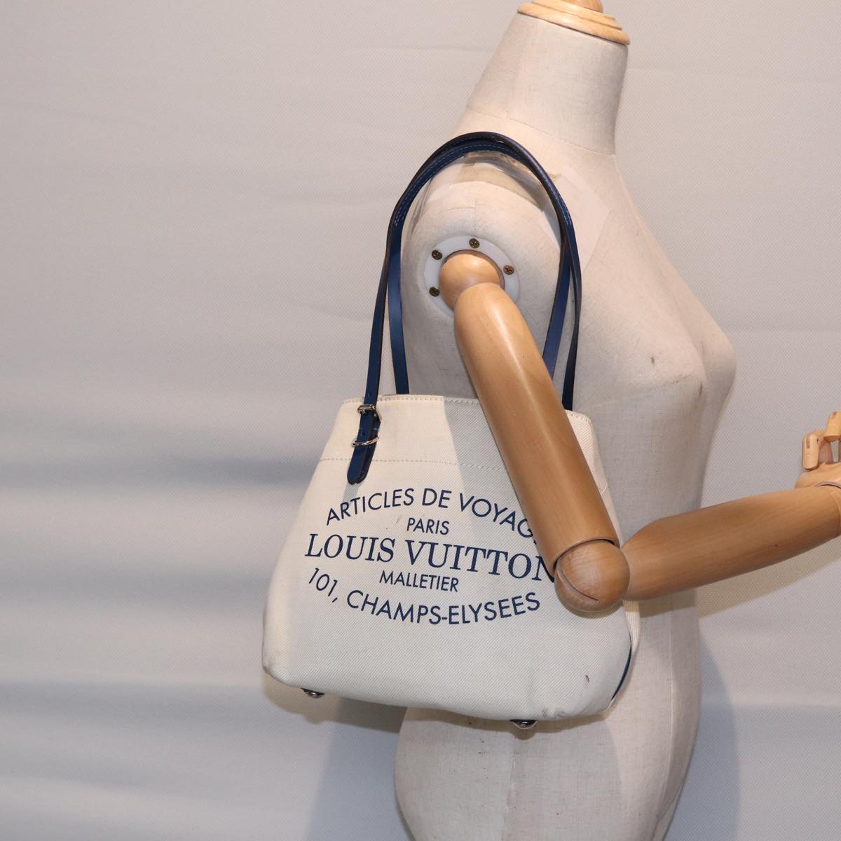 LOUIS VUITTON Cabas PM Tote Bag Canvas White Blue M94504 LV ep5538