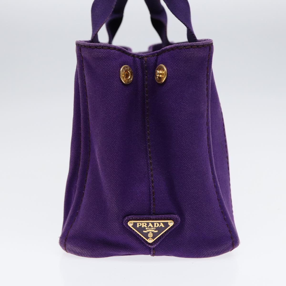 Luxury Prada Canapa PM Hand Bag Canvas 2way Purple Gold ep5543