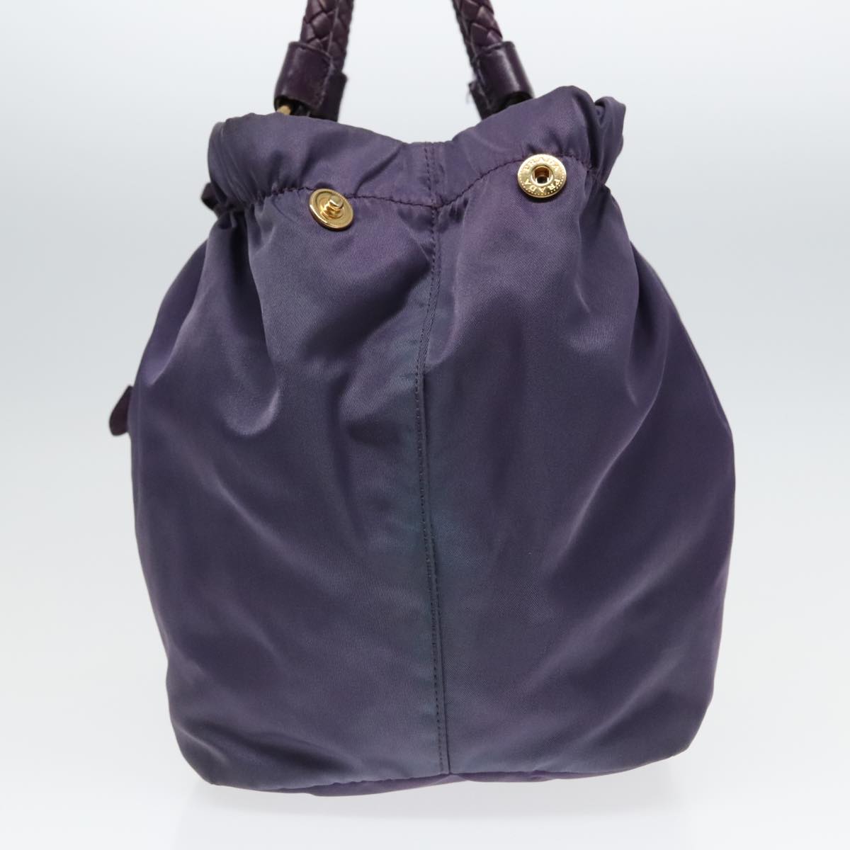 Luxury Prada Hand Bag Nylon Leather 2way Purple Gold ep5737