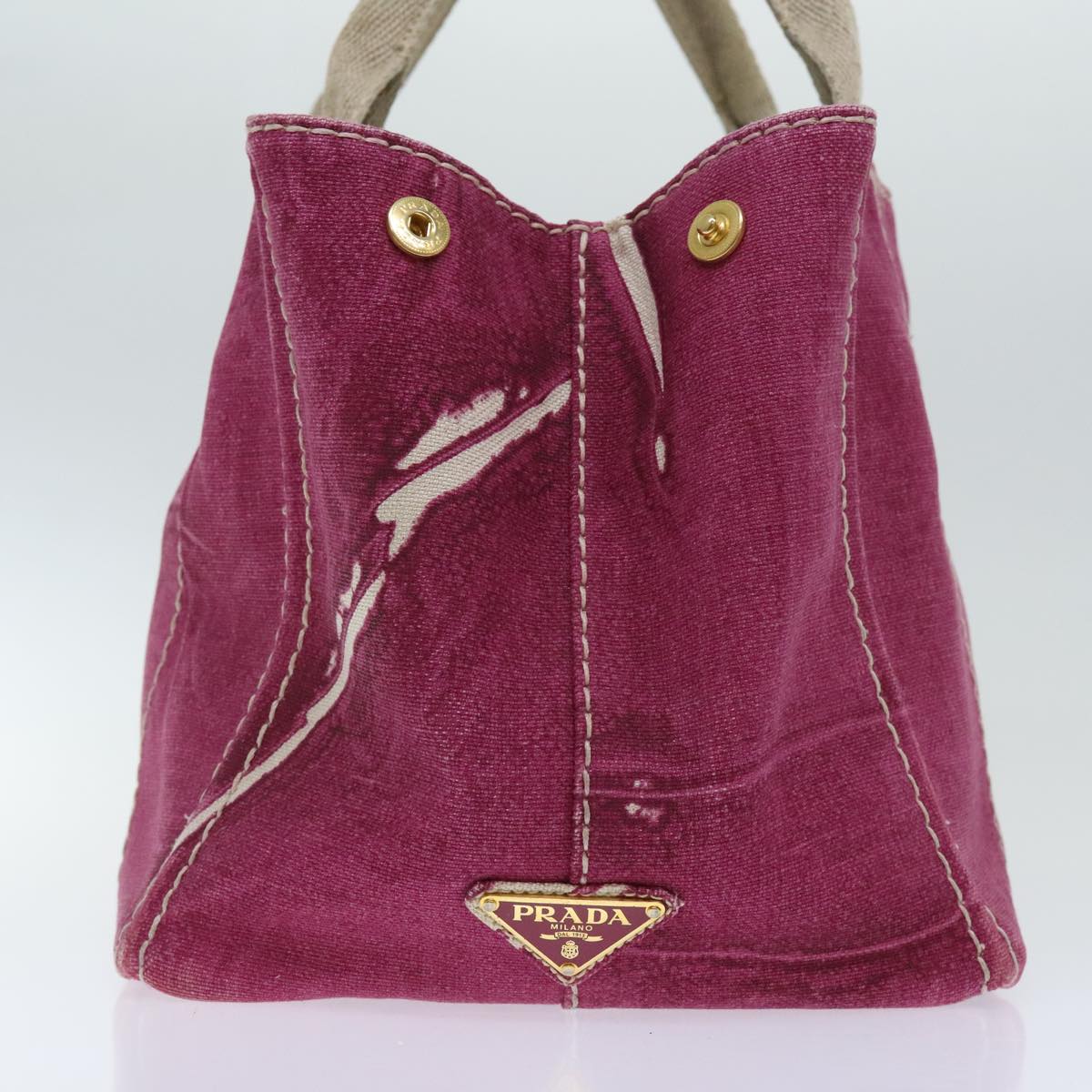 Luxury Prada Canapa MM Hand Bag Canvas Pink Gold ep6020