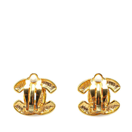 Chanel Matelasse Coco Mark Gold Clip-On Earrings