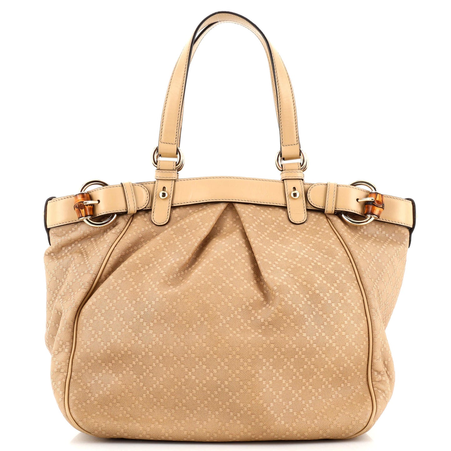 Luxury Gucci Trending 2025 Belted Bamboo Tote Diamante Canvas with Leather Medium