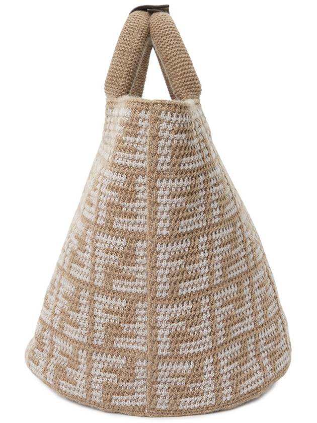 Luxury Fendi FF Cashmere Shopping Bag Beige