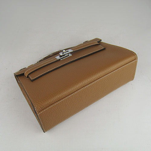 Luxury Hermes Kelly 22cm handbag H008 light coffee