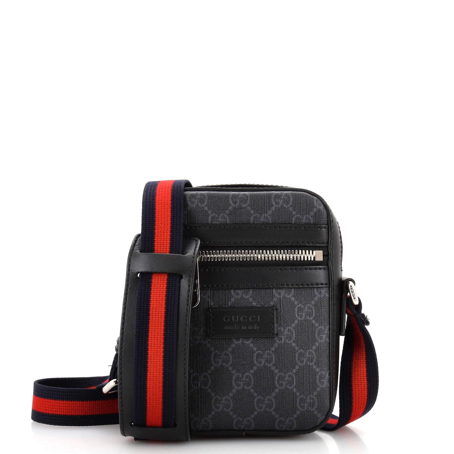 Luxury Gucci Trending 2025 Web Strap Front Zip Messenger Bag GG Coated Canvas Mini