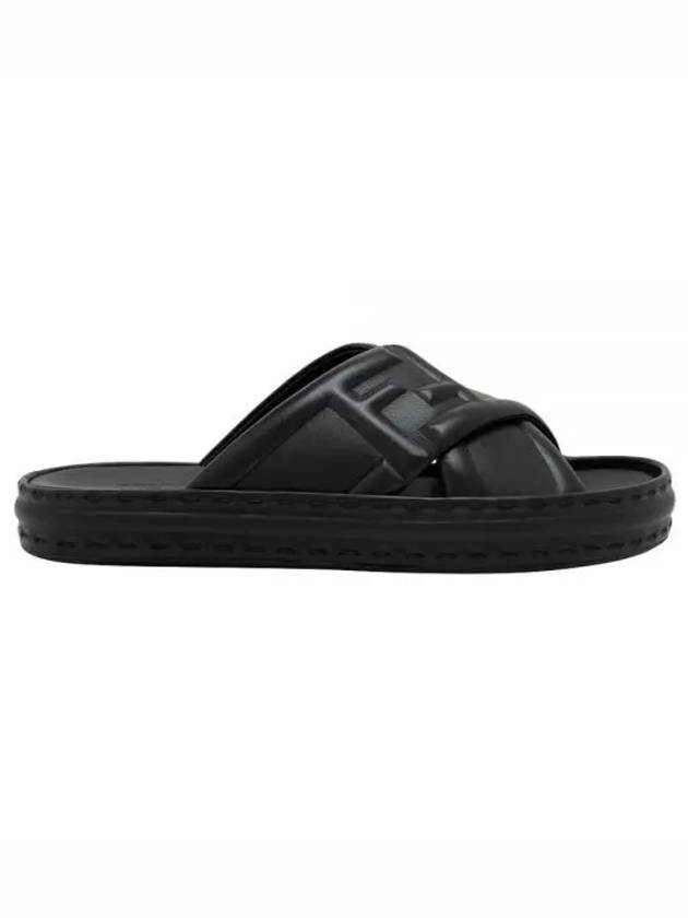 Luxury Fendi FF Logo Cross Slippers Black