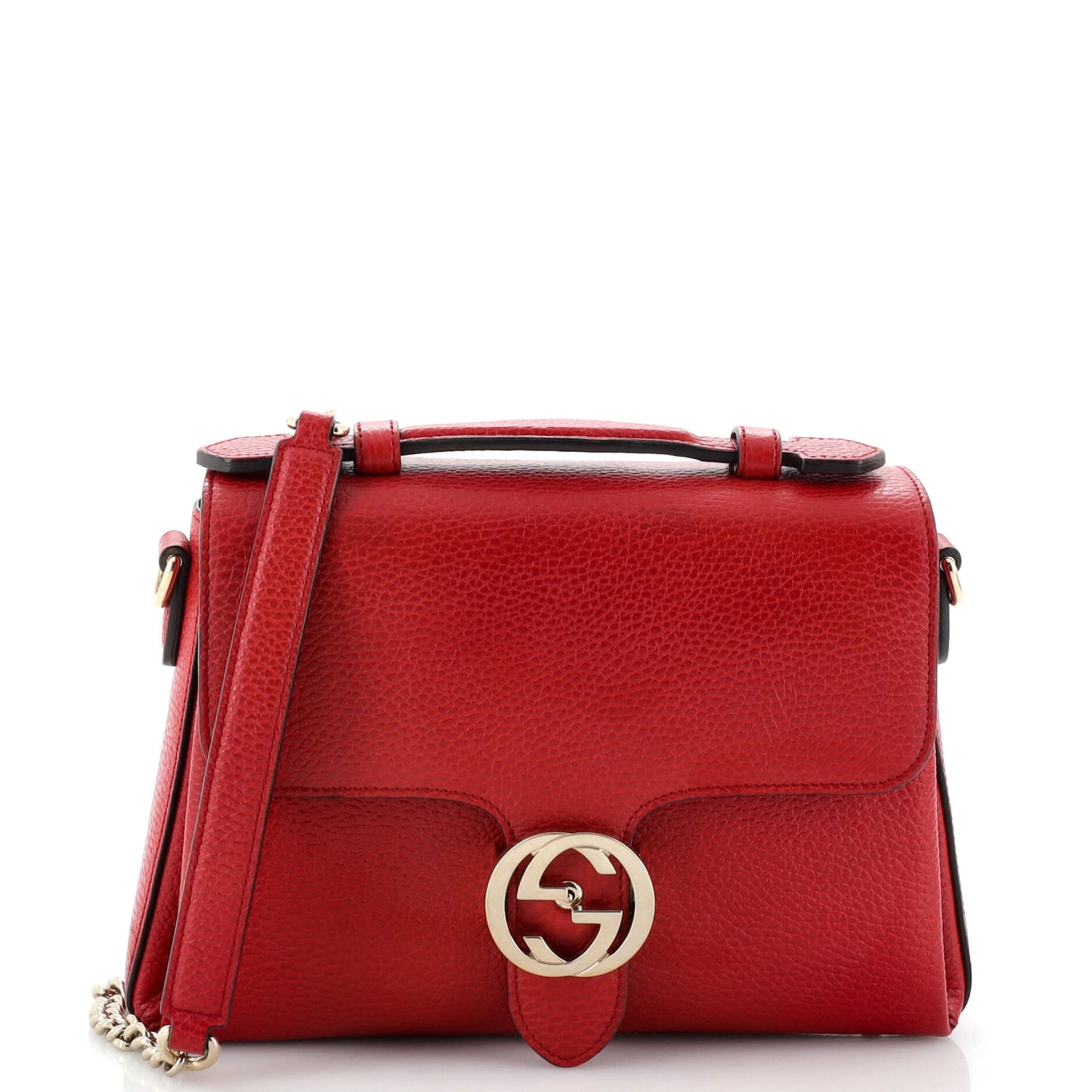 Luxury Gucci Trending 2025 Interlocking Top Handle Bag Leather Small