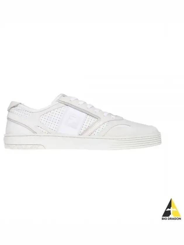 Luxury Fendi Step Leather Low Top Sneakers White