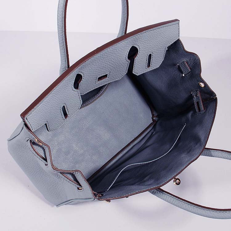 Luxury Hermes 30cm Birkin Bag Togo Leather With Strap Blue Lin Gold