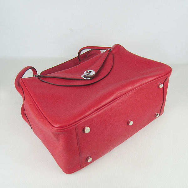 Luxury Hermes Lindy 34cm Handbag 6208 Red Silver