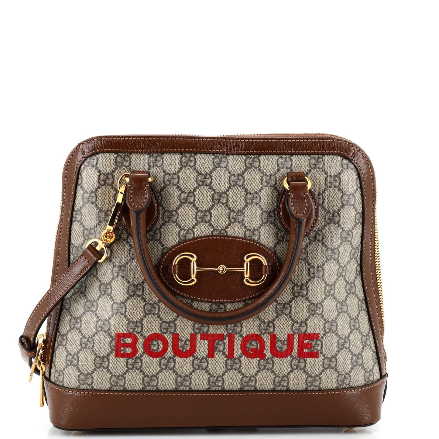 Luxury Gucci Trending 2025 Horsebit 1955 Top Handle Bag Printed GG Coated Canvas and Leather Medium