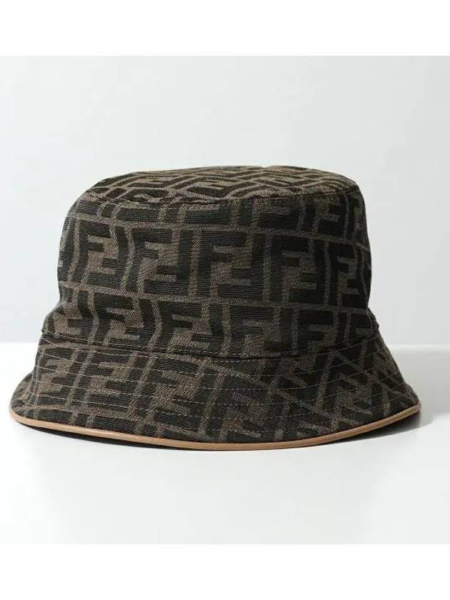 Luxury Fendi FF Logo Embroidery Cotton Bucket Hat Brown