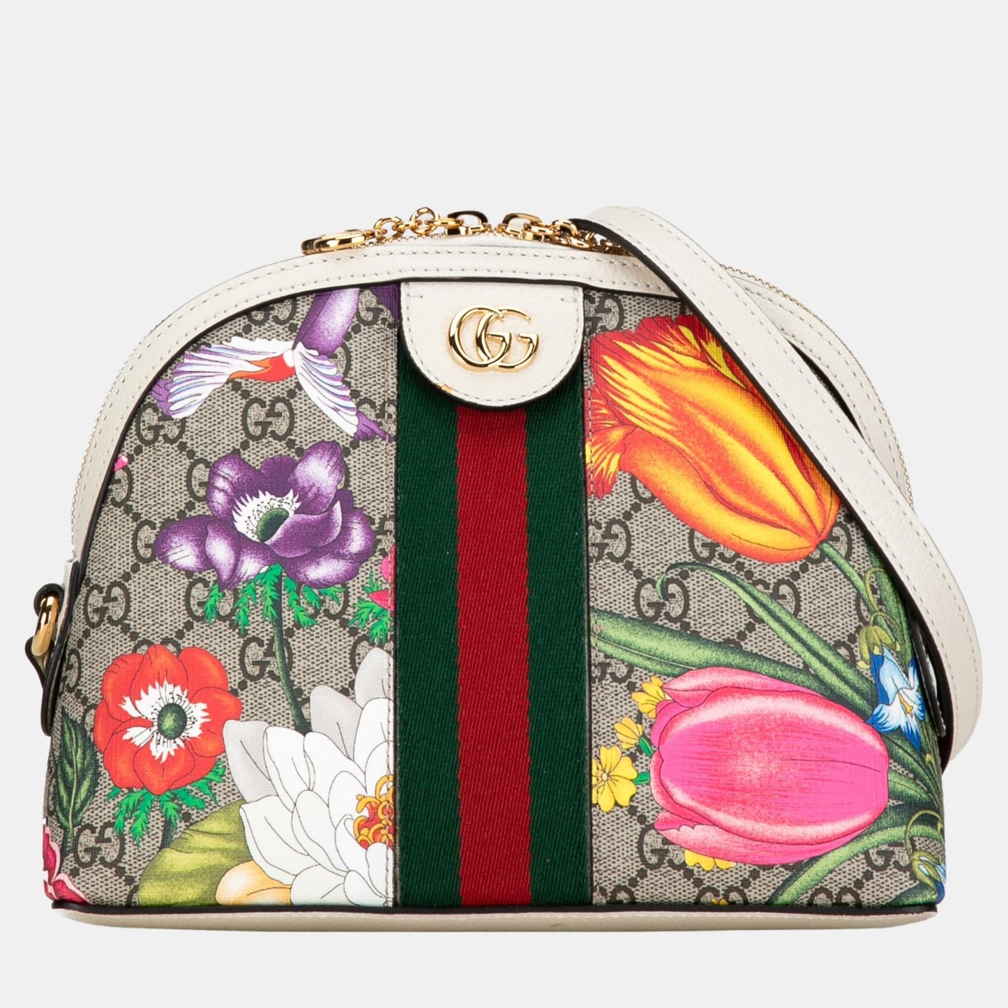 Luxury Gucci Trending 2025 Multicolour Canvas Small GG Supreme Flora Ophidia Dome Shoulder Bag
