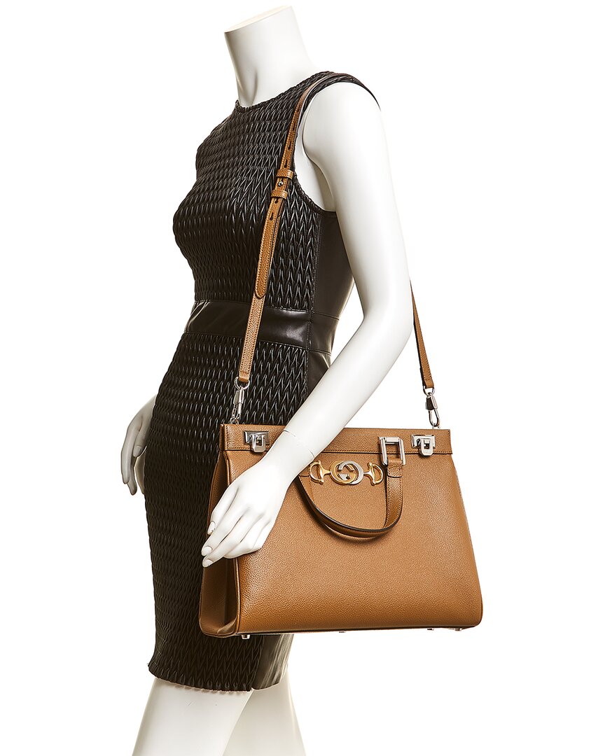 Luxury Gucci Trending 2025 Zumi Medium Leather Top Handle Tote
