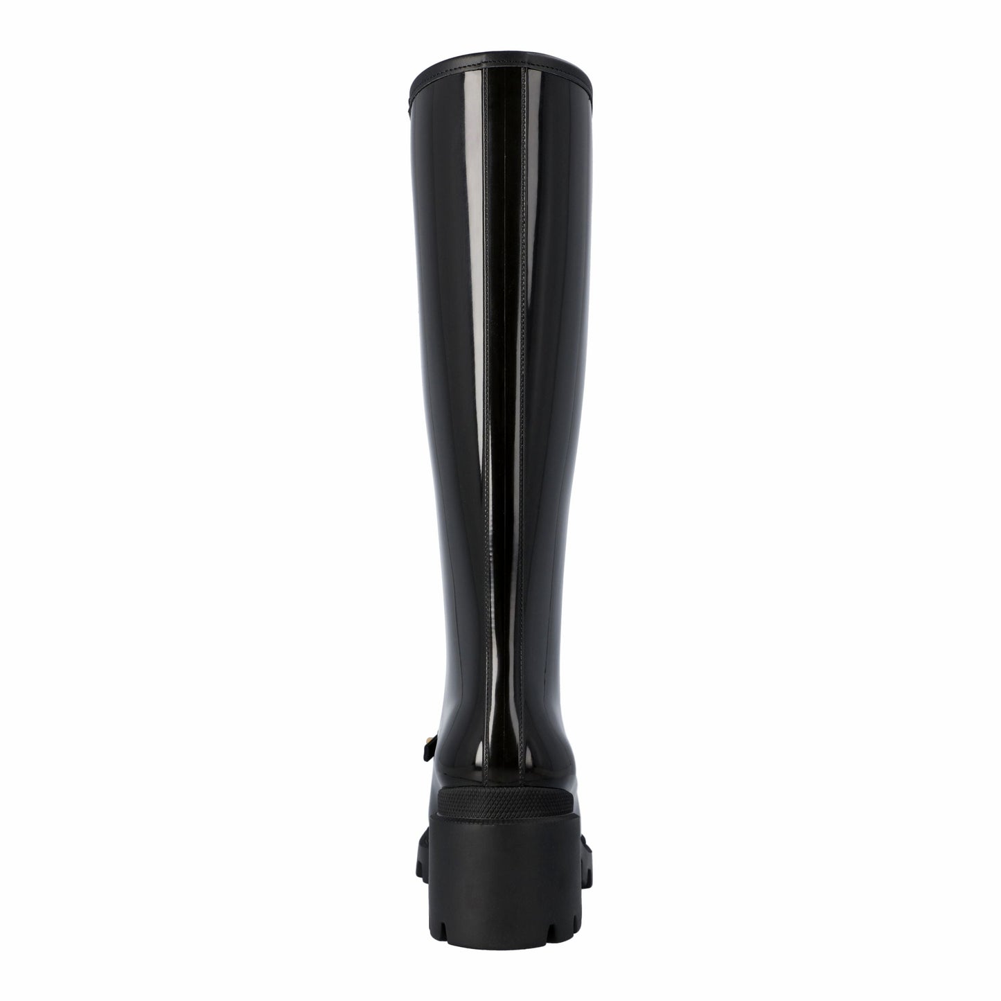 Luxury Gucci Trending 2025 Women Knee-High Rubber Boot With Horsebit In Black Leather