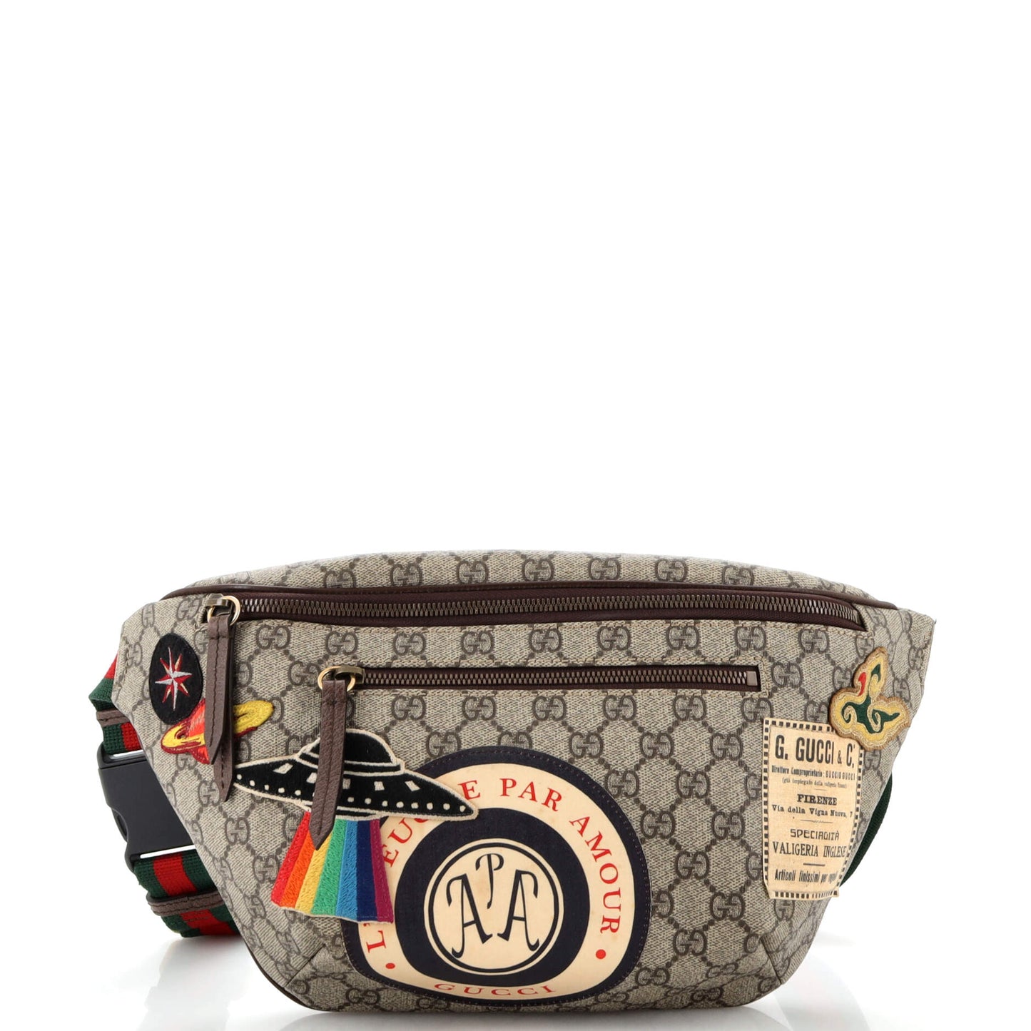 Luxury Gucci Trending 2025 Courrier Zip Belt Bag GG Coated Canvas with Applique