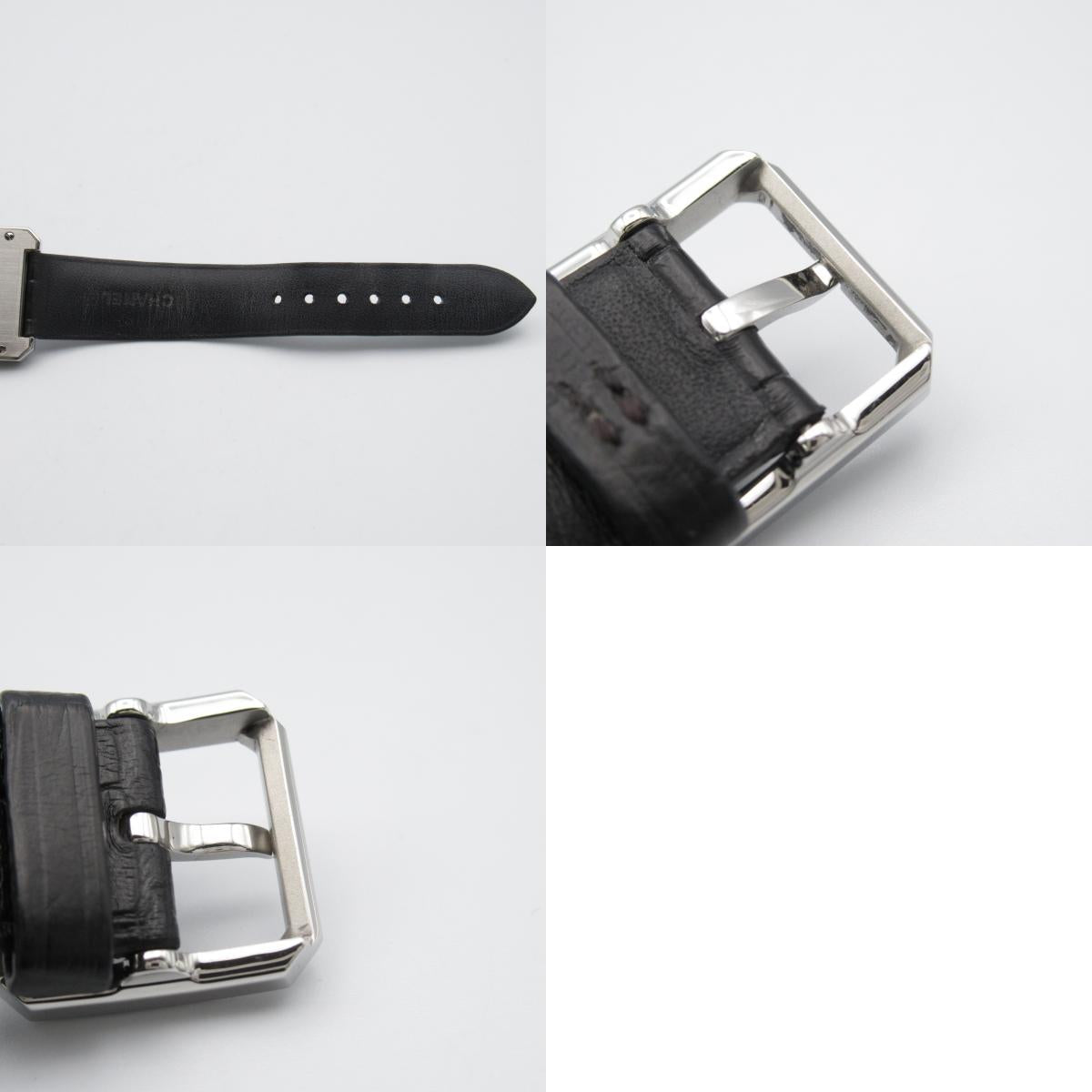 Chanel Boyfriend Watch Stainless Steel Leather Belt Leather Black H4884