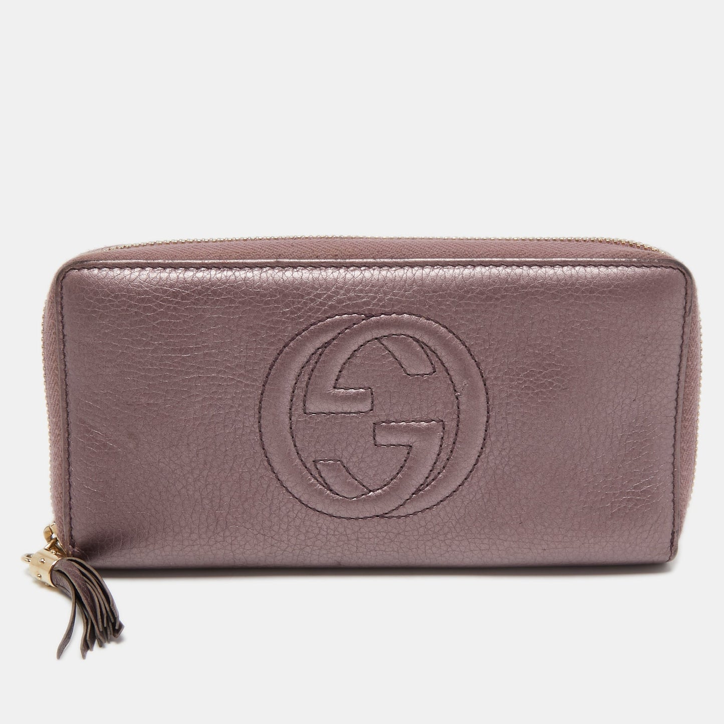 Luxury Gucci Trending 2025 Purple Leather Soho Continental Wallet