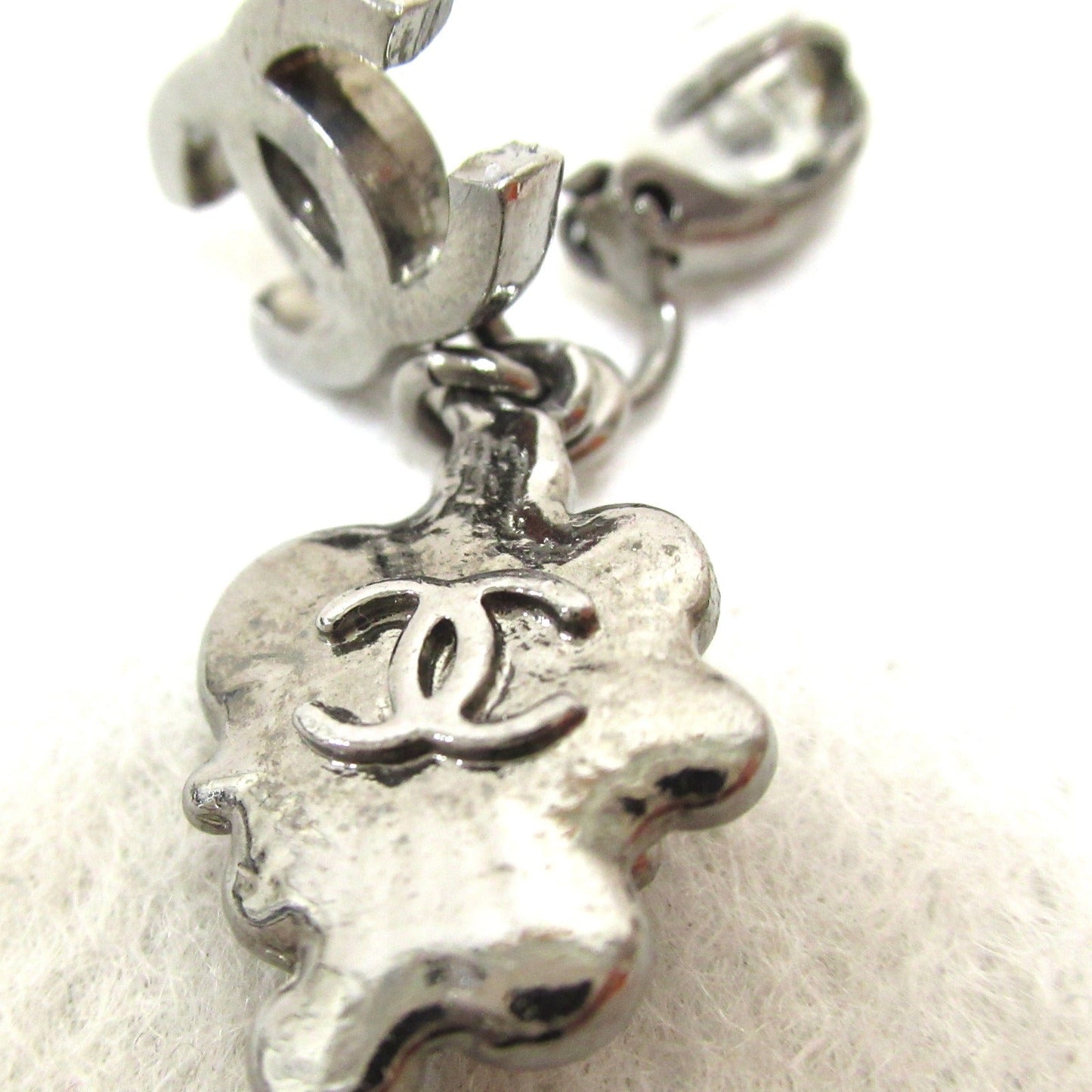Chanel Wine Motif Firearms Earring Jewelry Meikki Silver 05A